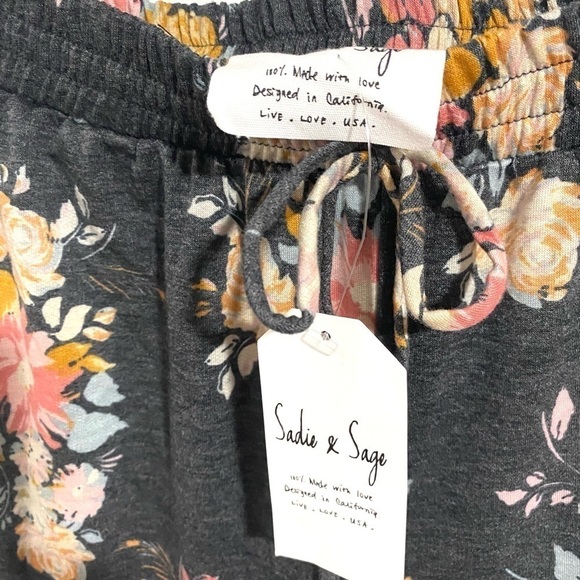 Sadie‎ & Sage pants loungewear floral soft drawstring wide leg - Picture 6 of 9